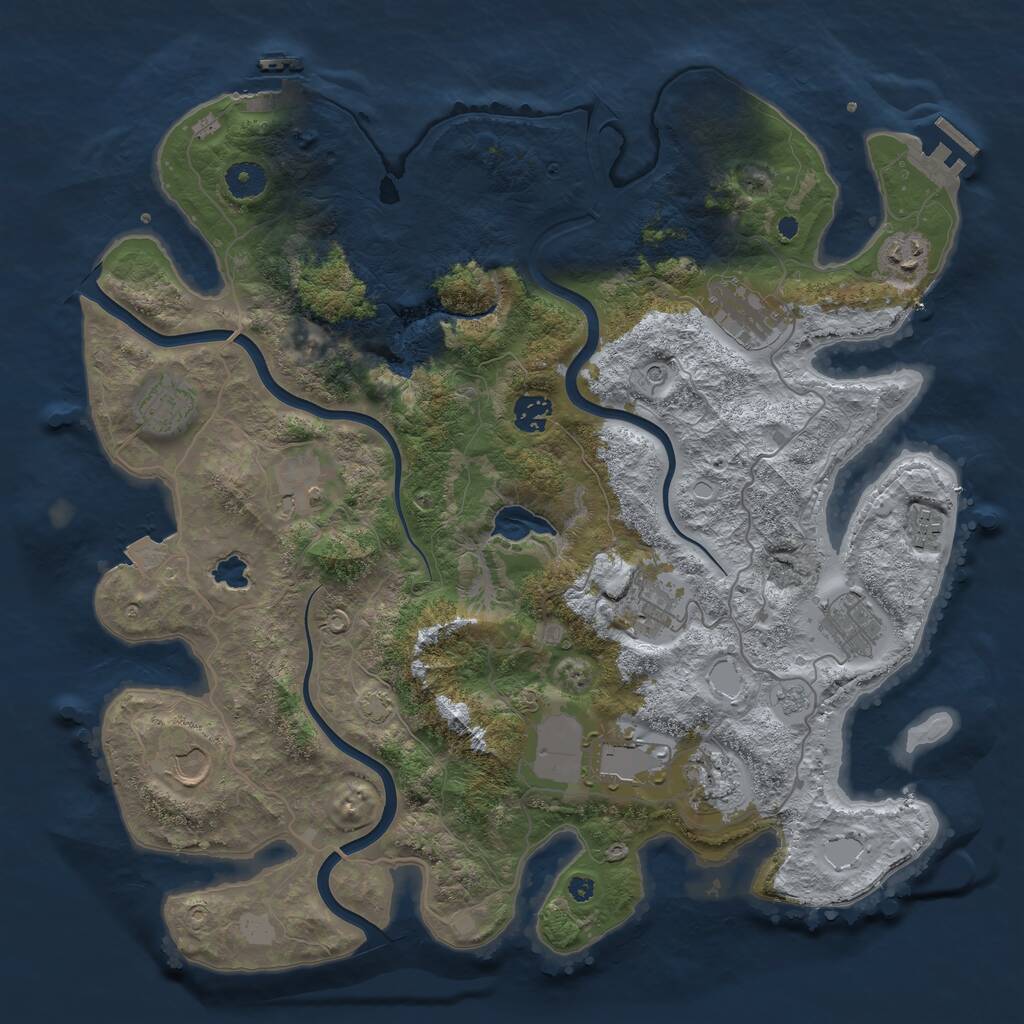 Rust Map: Procedural Map, Size: 4000, Seed: 353052724, 17 Monuments