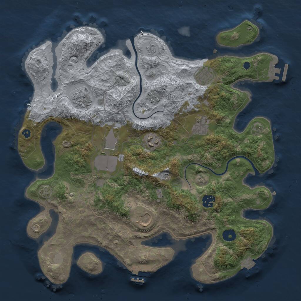 Rust Map: Procedural Map, Size: 3500, Seed: 1977261988, 14 Monuments