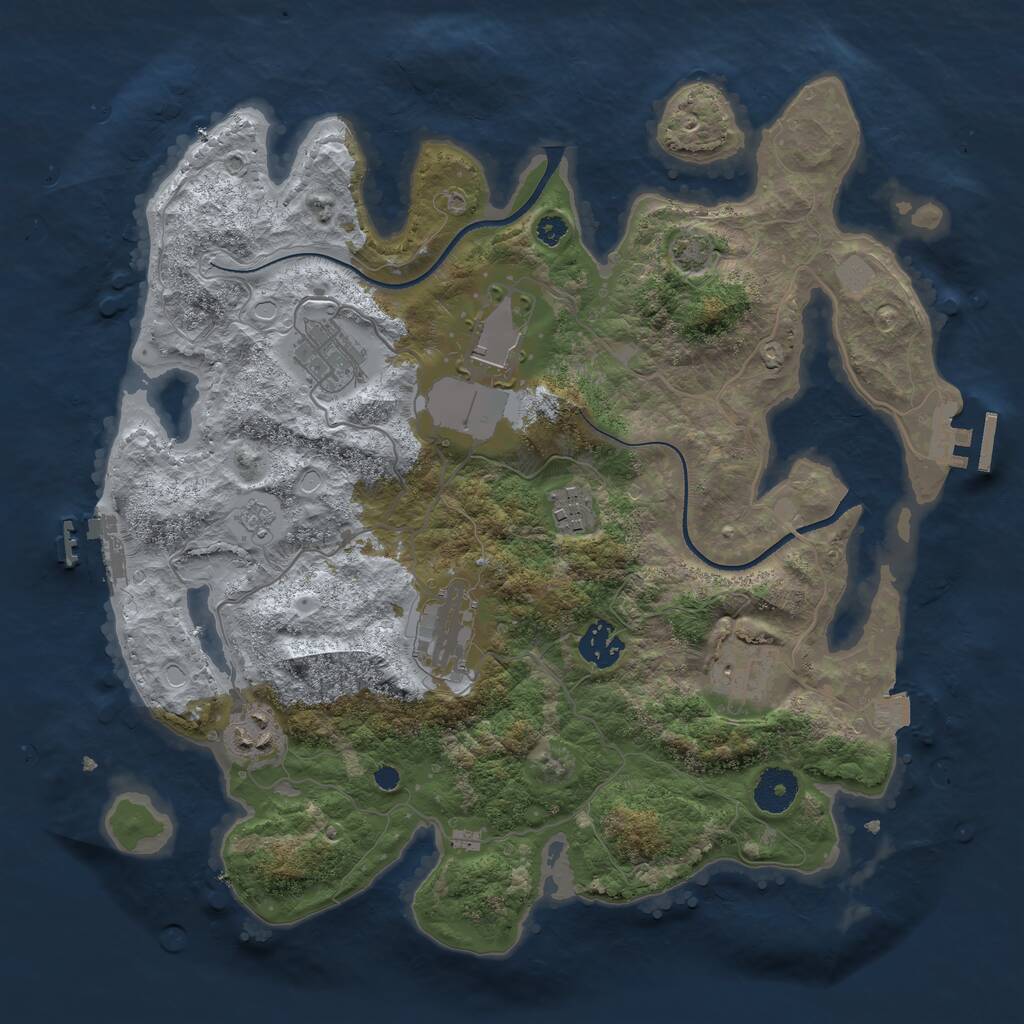 Rust Map: Procedural Map, Size: 3500, Seed: 597763776, 12 Monuments