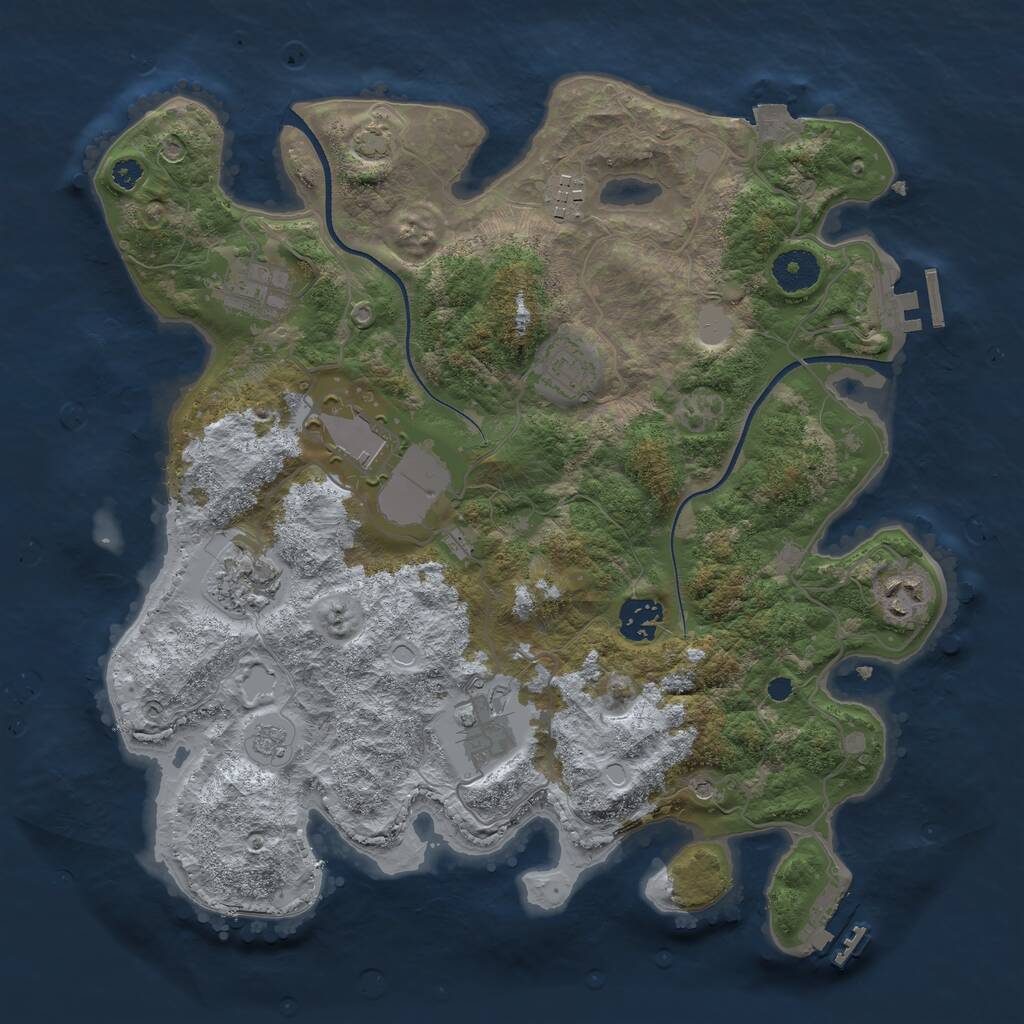 Rust Map: Procedural Map, Size: 3500, Seed: 284681356, 14 Monuments