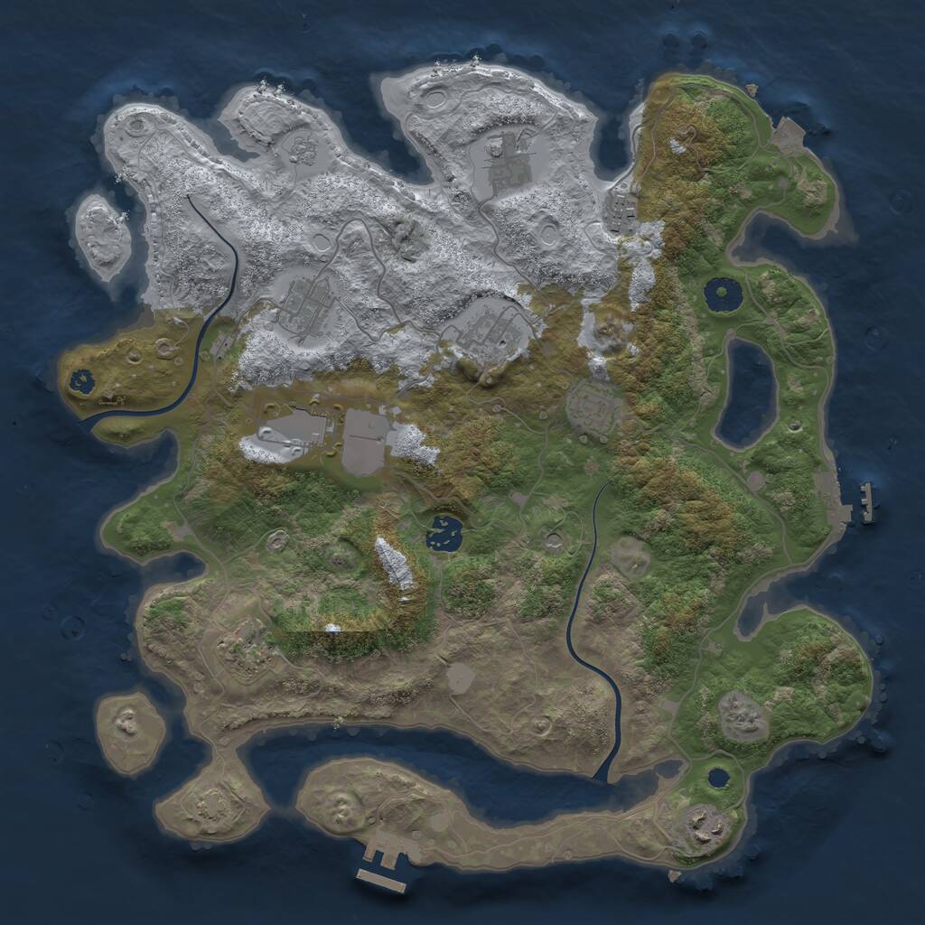 Rust Map: Procedural Map, Size: 3750, Seed: 184234852, 15 Monuments