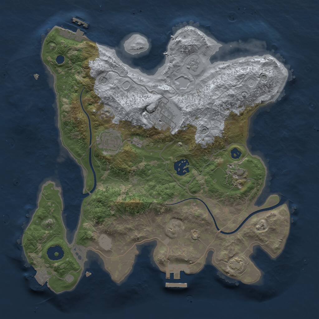 Rust Map: Procedural Map, Size: 3000, Seed: 42412917, 10 Monuments