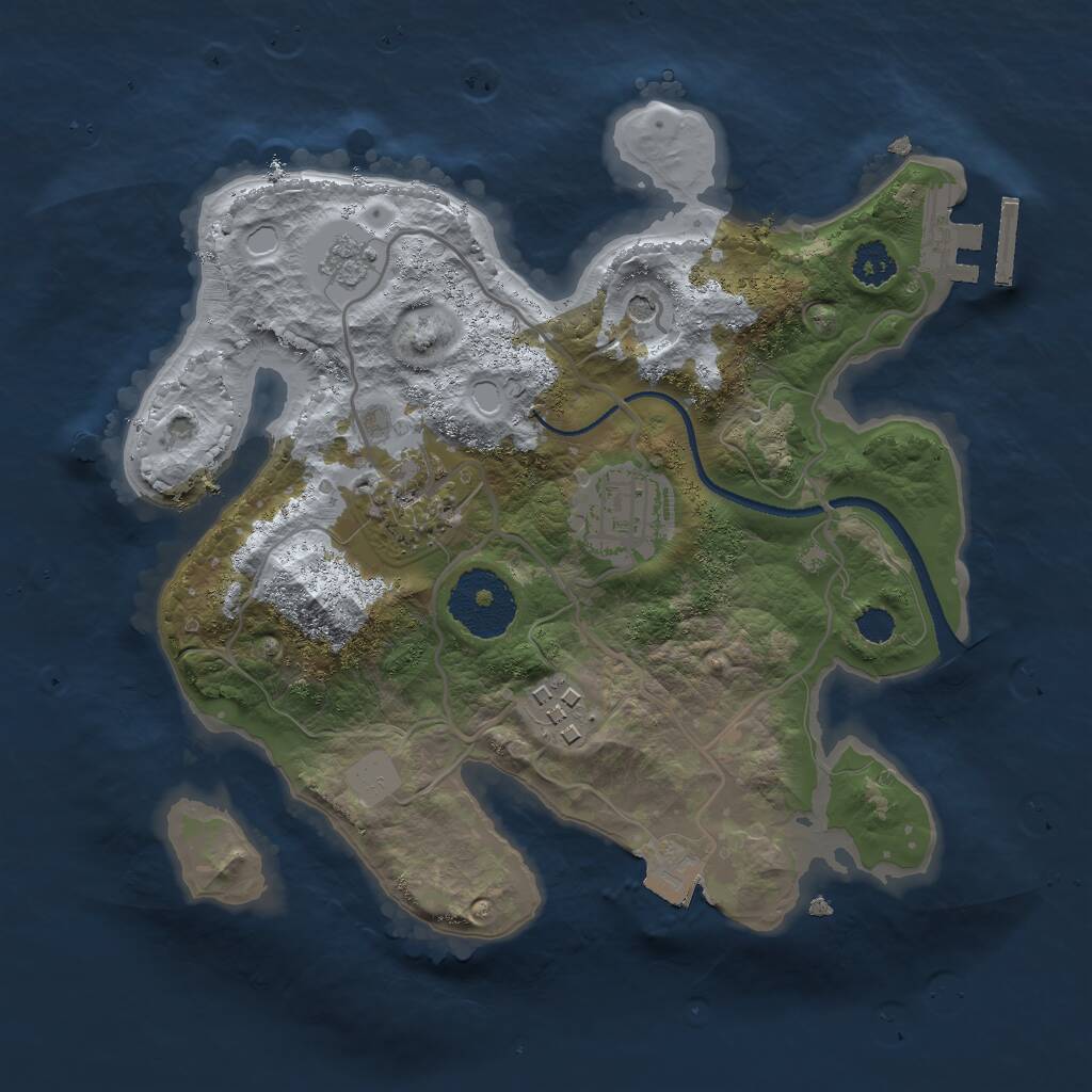 Rust Map: Procedural Map, Size: 2500, Seed: 44612227, 7 Monuments