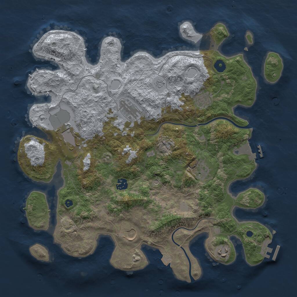 Rust Map: Procedural Map, Size: 3800, Seed: 959310428, 13 Monuments