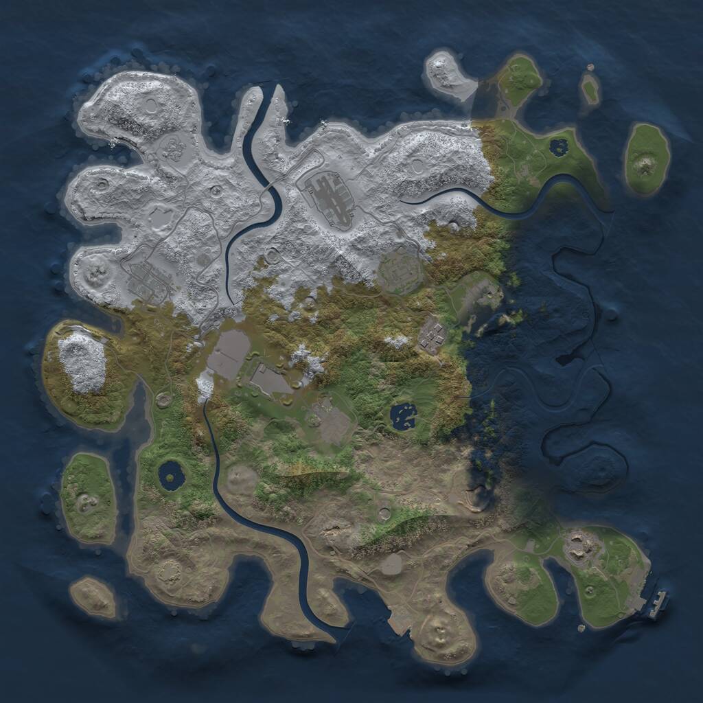 Rust Map: Procedural Map, Size: 3800, Seed: 959310428, 15 Monuments