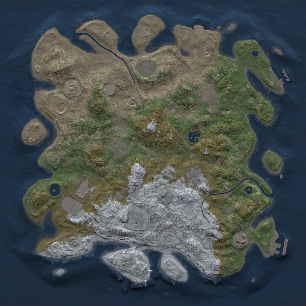 Rust Map: Procedural Map, Size: 3900, Seed: 638201226, 16 Monuments