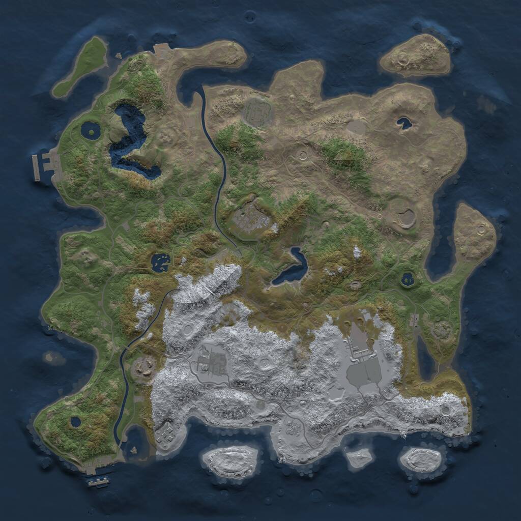 Rust Map: Procedural Map, Size: 4000, Seed: 1624690839, 14 Monuments