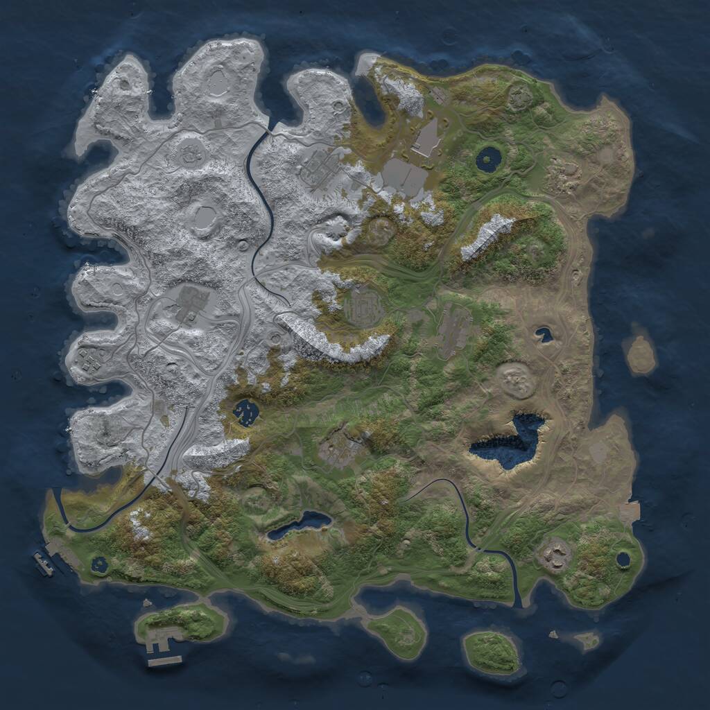 Rust Map: Procedural Map, Size: 4255, Seed: 1290834235, 16 Monuments