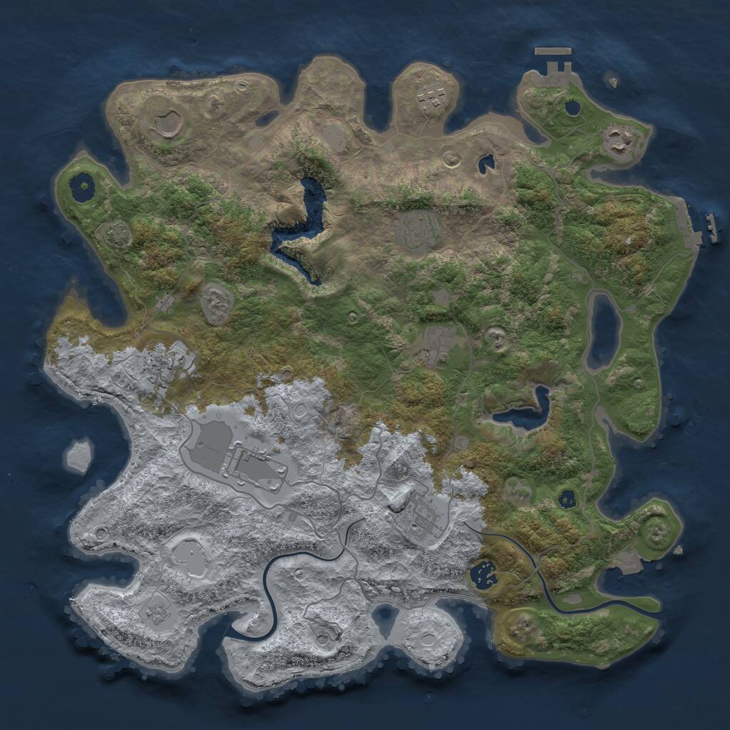 Rust Map: Procedural Map, Size: 4000, Seed: 31663131, 15 Monuments