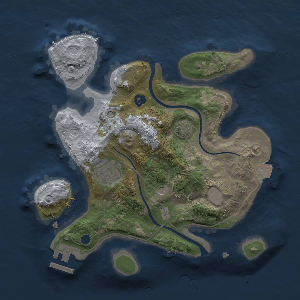 Rust Map: Procedural Map, Size: 2500, Seed: 873916649, 5 Monuments