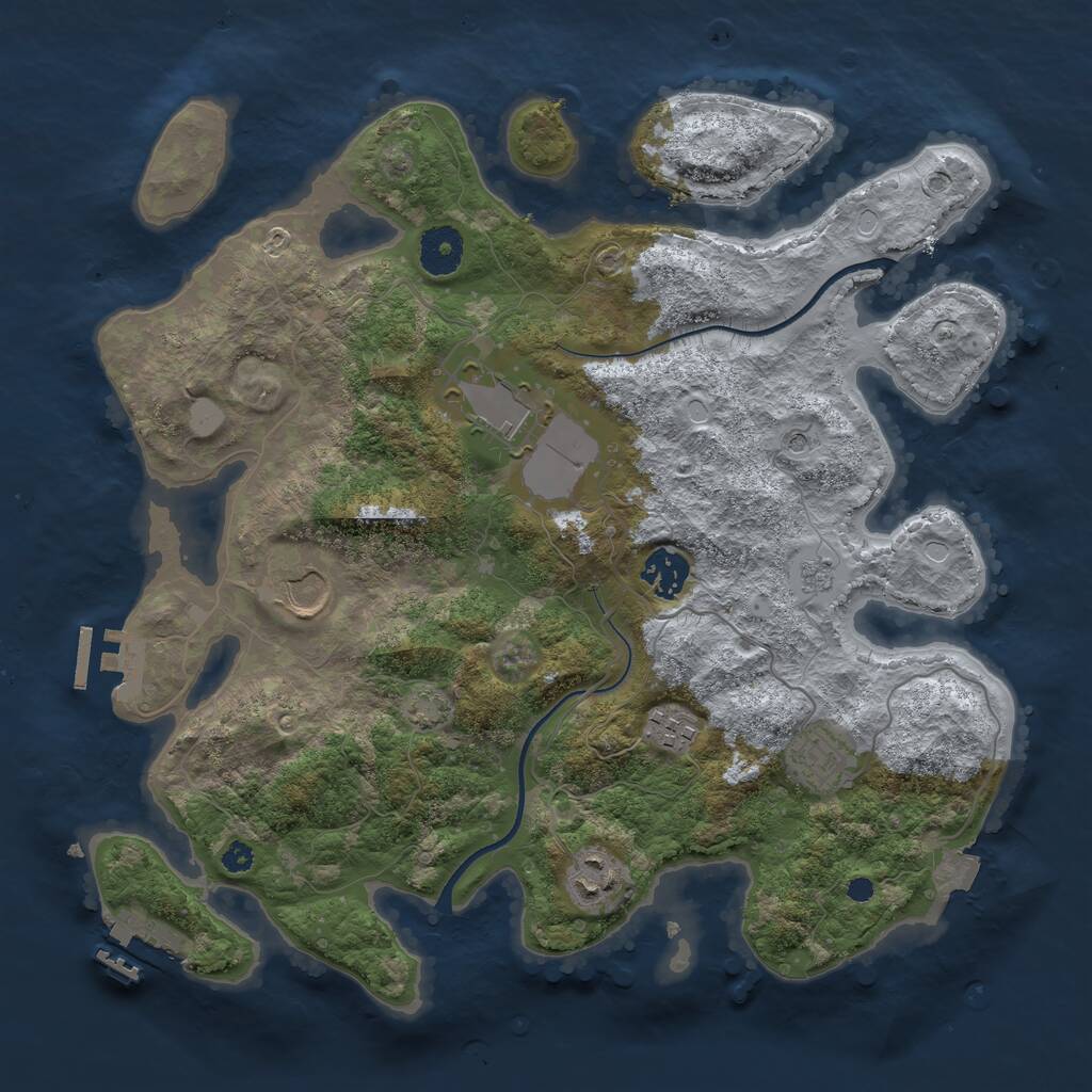 Rust Map: Procedural Map, Size: 3500, Seed: 240628269, 12 Monuments