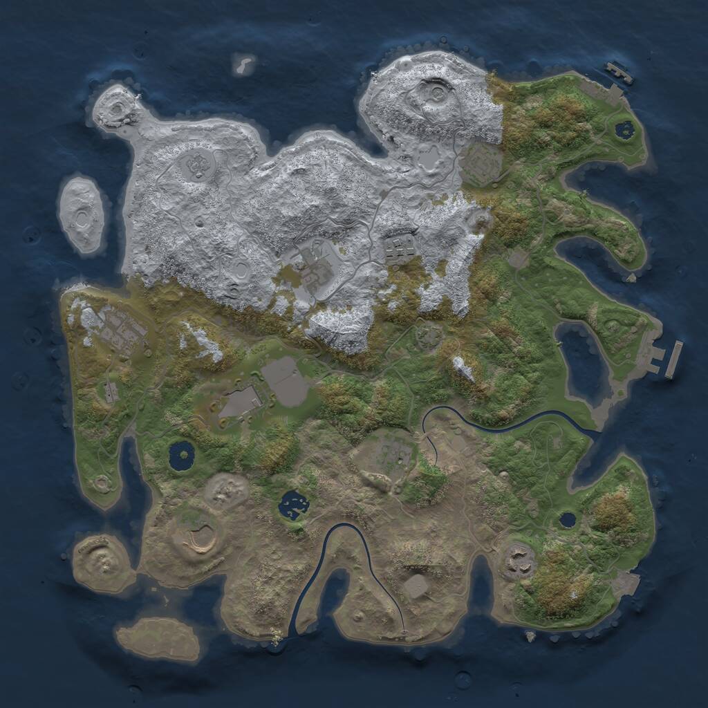 Rust Map: Procedural Map, Size: 3750, Seed: 1121350284, 15 Monuments