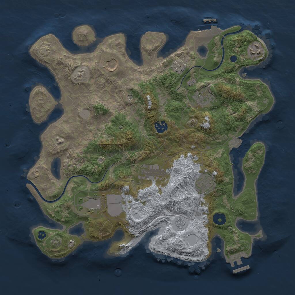 Rust Map: Procedural Map, Size: 3500, Seed: 18099503, 14 Monuments