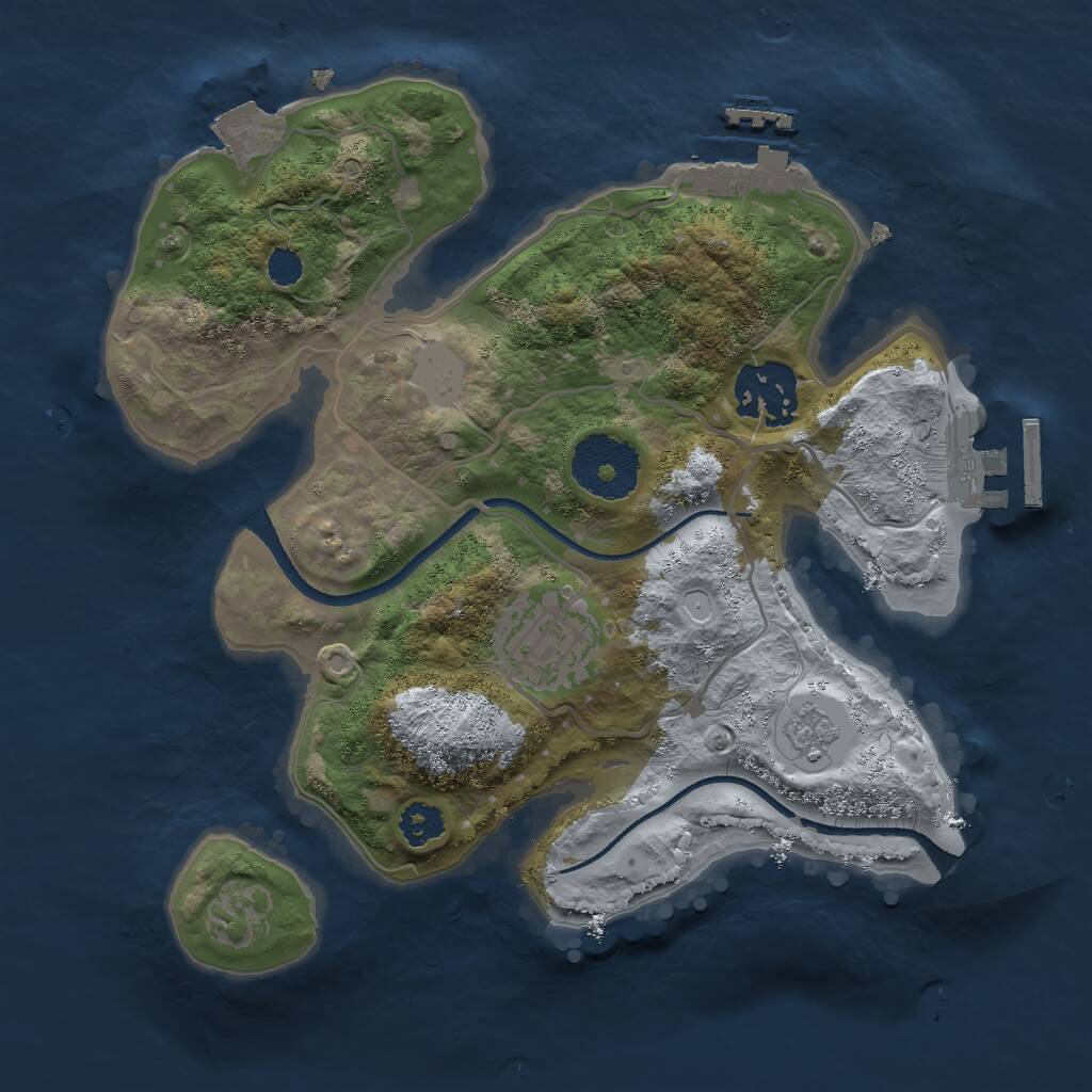 Rust Map: Procedural Map, Size: 2500, Seed: 1524329313, 6 Monuments