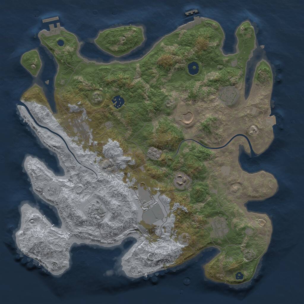 Rust Map: Procedural Map, Size: 3750, Seed: 274344892, 16 Monuments