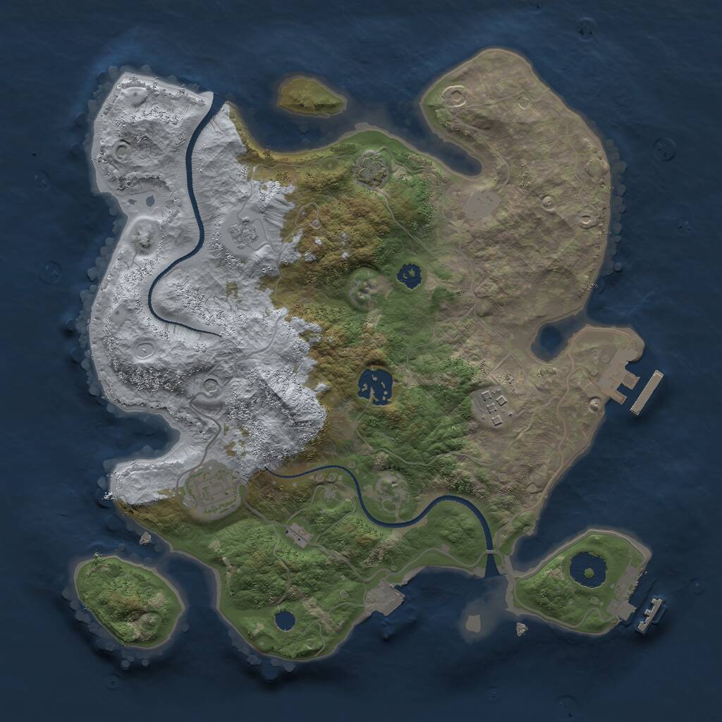 Rust Map: Procedural Map, Size: 3000, Seed: 1193780604, 9 Monuments