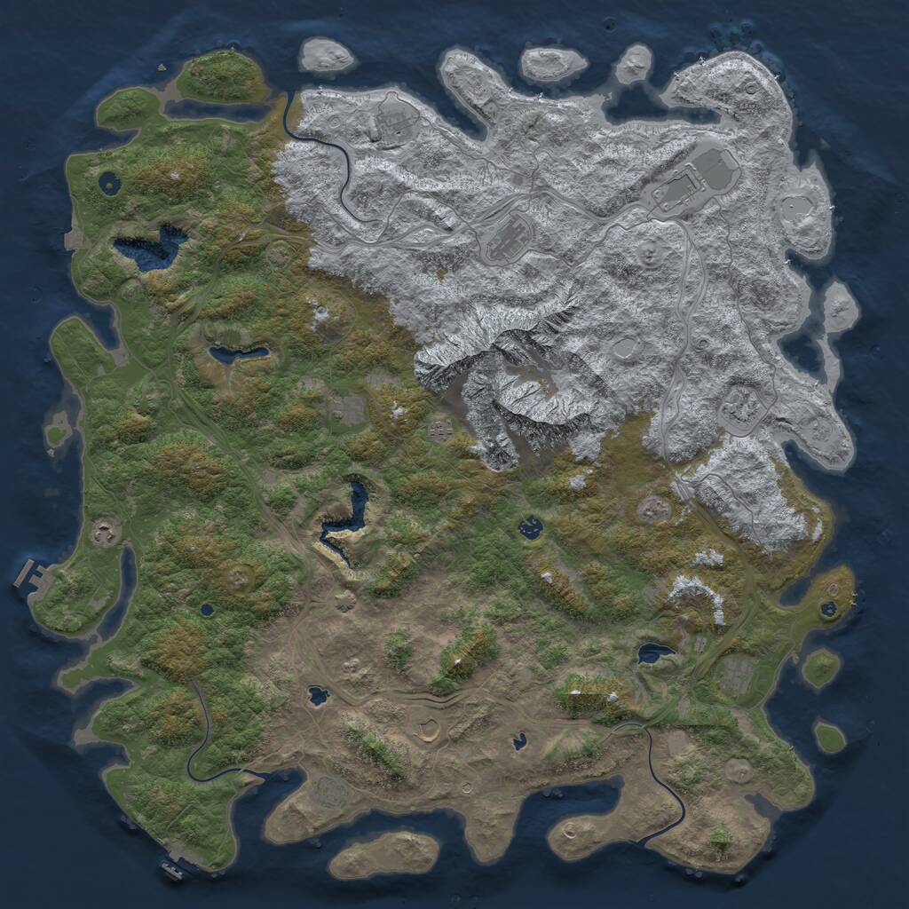Rust Map: Procedural Map, Size: 6000, Seed: 8739, 17 Monuments