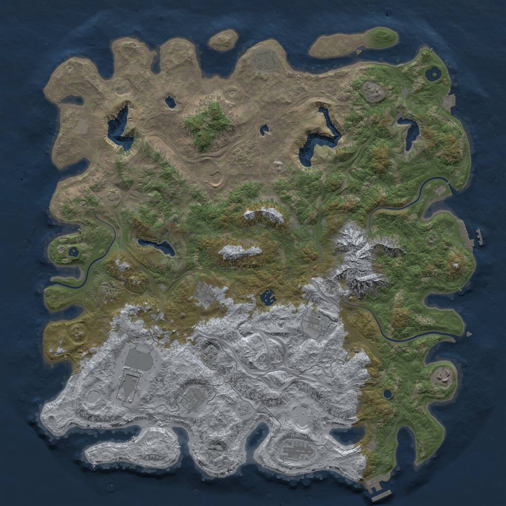 Rust Map: Procedural Map, Size: 5000, Seed: 254687138, 17 Monuments