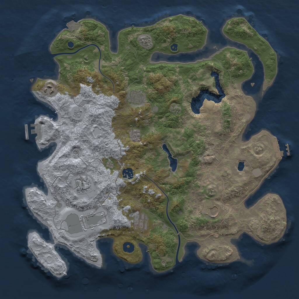 Rust Map: Procedural Map, Size: 4000, Seed: 743188061, 14 Monuments