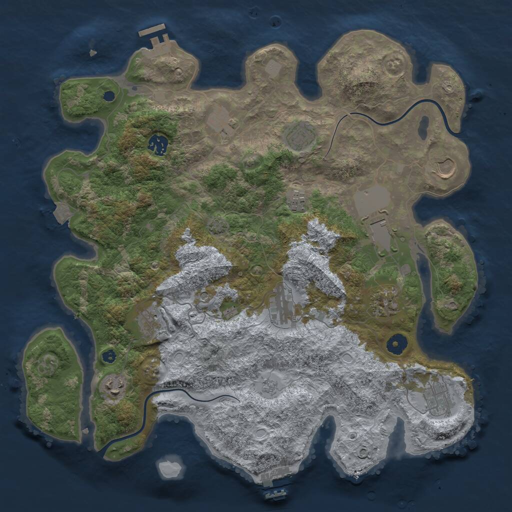 Rust Map: Procedural Map, Size: 3800, Seed: 296009739, 17 Monuments