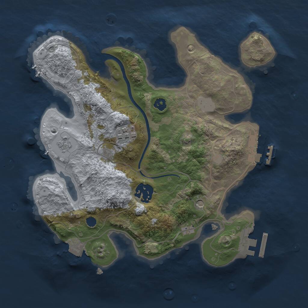 Rust Map: Procedural Map, Size: 2500, Seed: 261242893, 7 Monuments