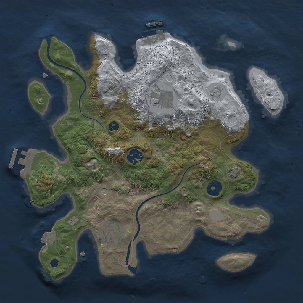 Rust Map: Procedural Map, Size: 3000, Seed: 785441146, 9 Monuments