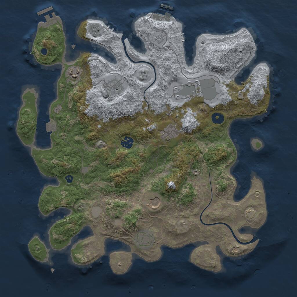 Rust Map: Procedural Map, Size: 3700, Seed: 998120, 13 Monuments