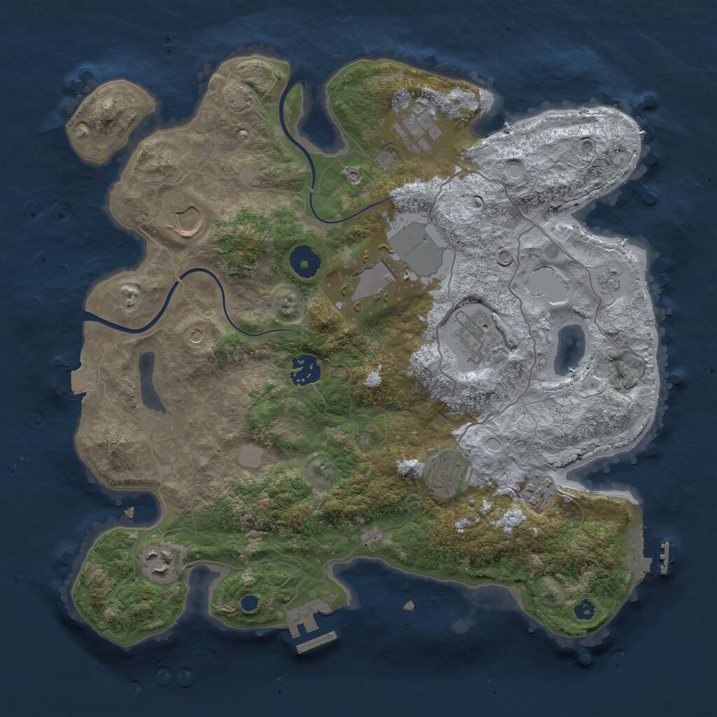 Rust Map: Procedural Map, Size: 3500, Seed: 853911622, 14 Monuments