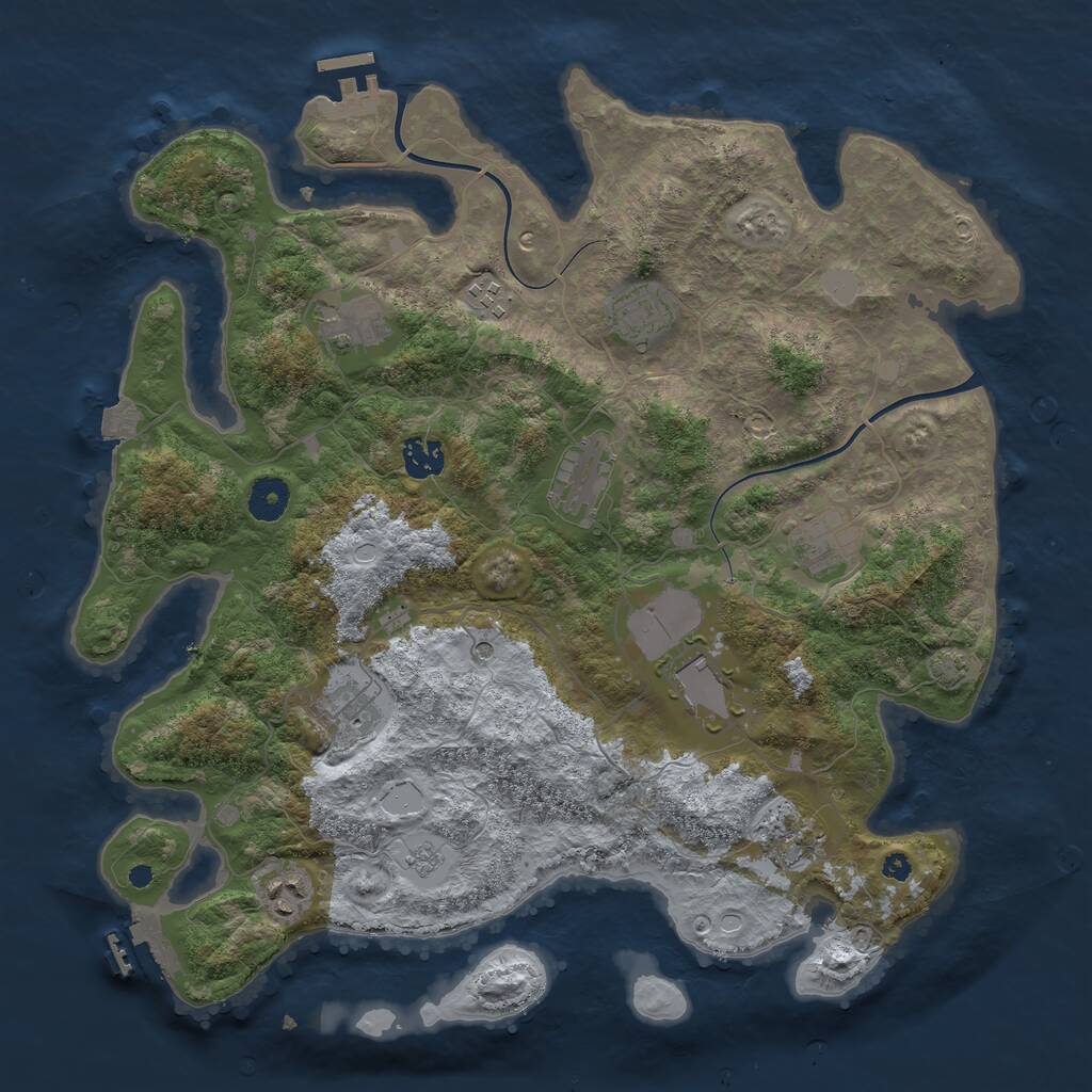 Rust Map: Procedural Map, Size: 3850, Seed: 20243806, 16 Monuments