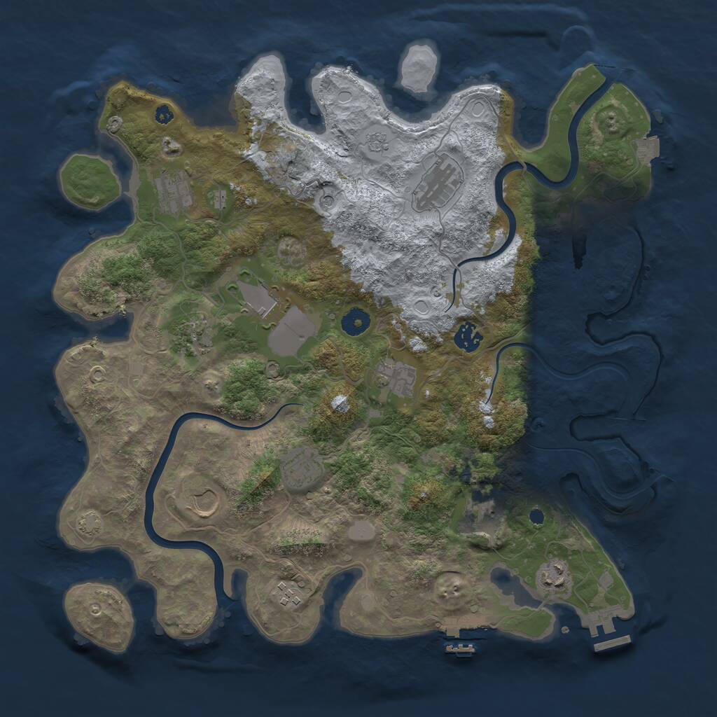 Rust Map: Procedural Map, Size: 3900, Seed: 1151554156, 17 Monuments