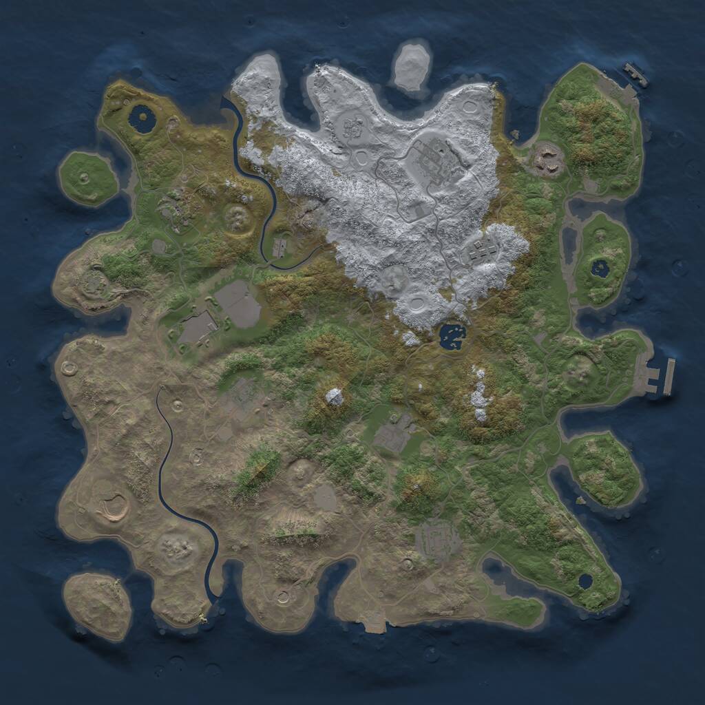 Rust Map: Procedural Map, Size: 3900, Seed: 1151554156, 16 Monuments