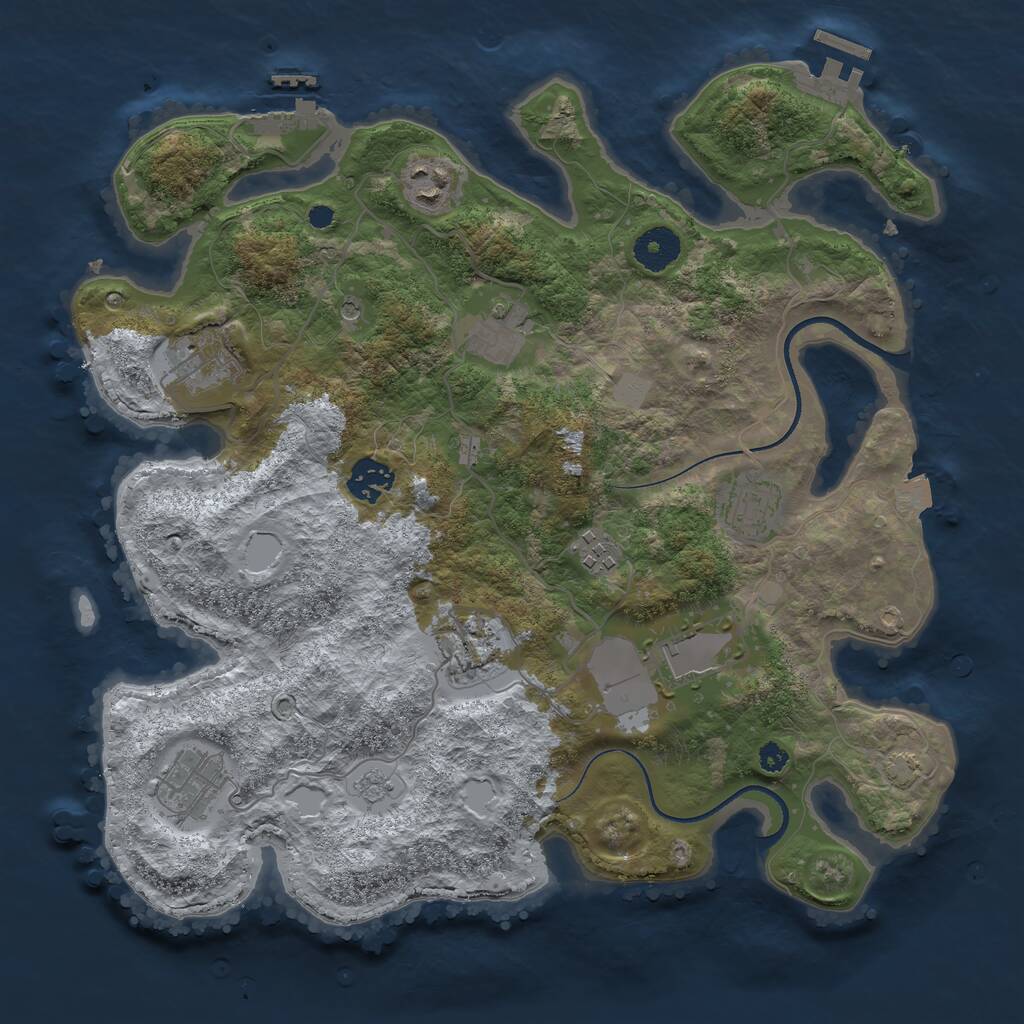 Rust Map: Procedural Map, Size: 3500, Seed: 7230567, 15 Monuments