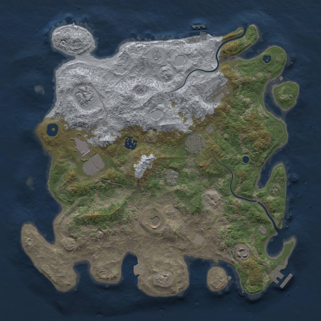 Rust Map: Procedural Map, Size: 3850, Seed: 2106290677, 14 Monuments