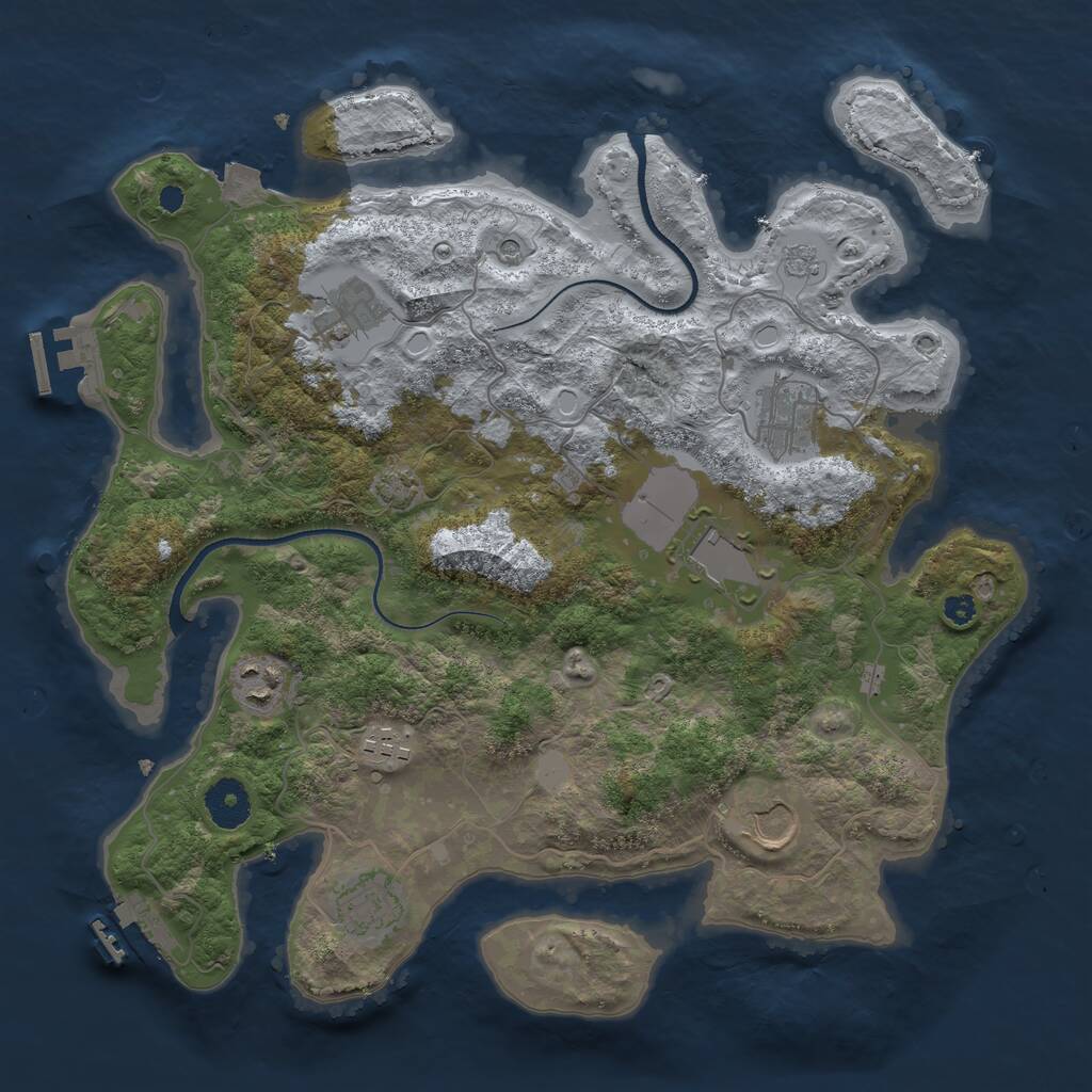 Rust Map: Procedural Map, Size: 3500, Seed: 975134888, 13 Monuments