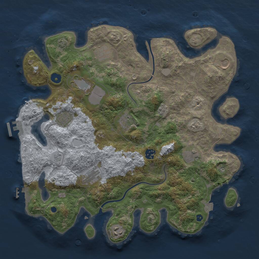 Rust Map: Procedural Map, Size: 3750, Seed: 1405772368, 16 Monuments