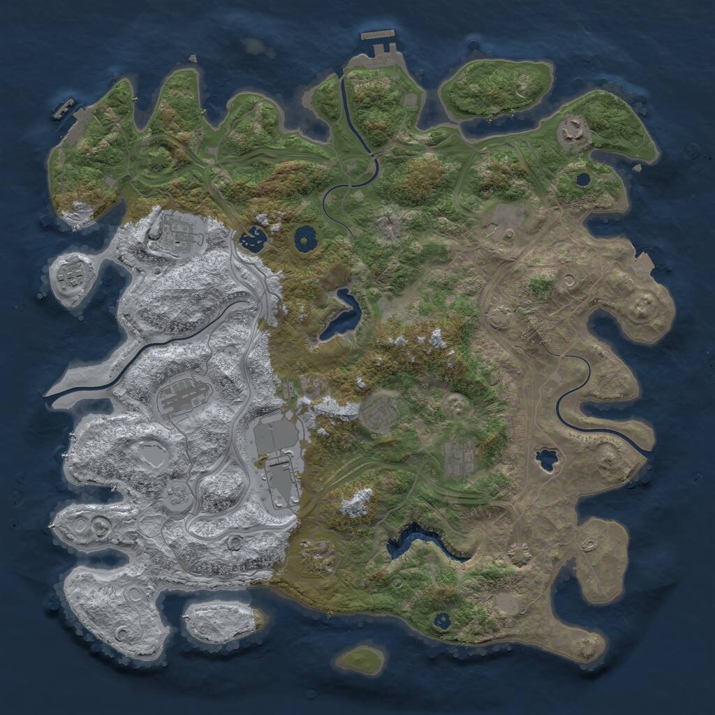 Rust Map: Procedural Map, Size: 4300, Seed: 484813, 16 Monuments