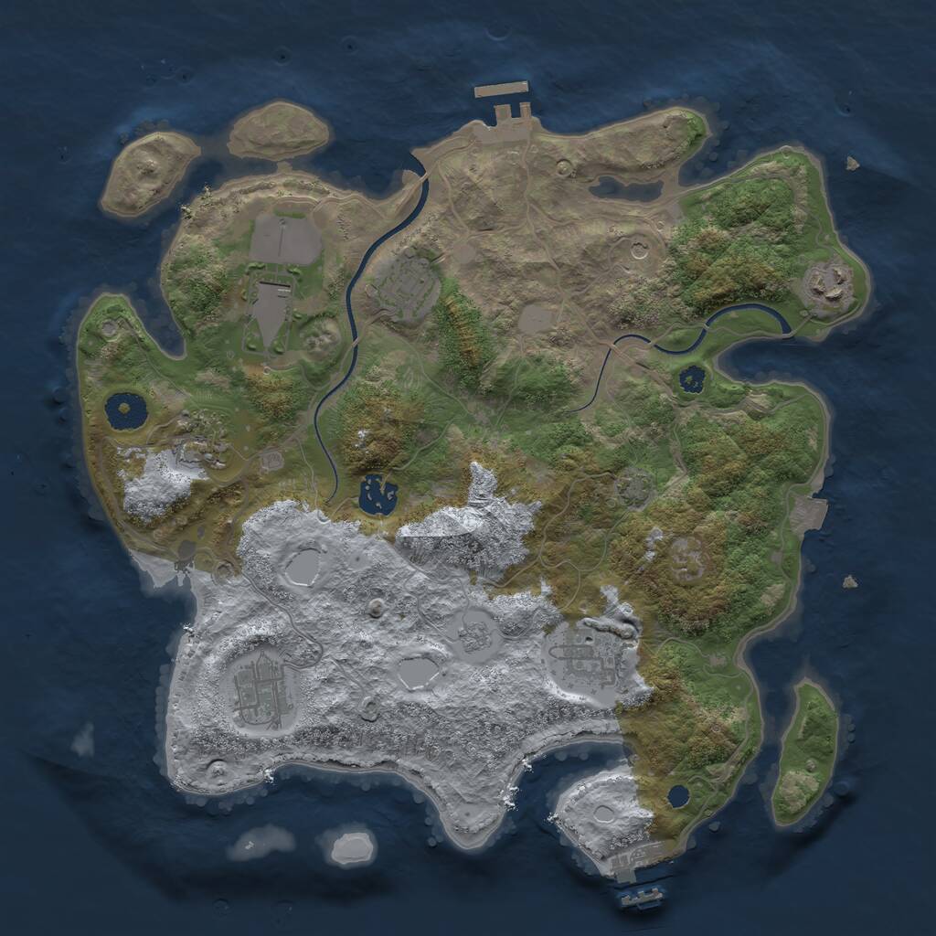 Rust Map: Procedural Map, Size: 3500, Seed: 39540520, 13 Monuments