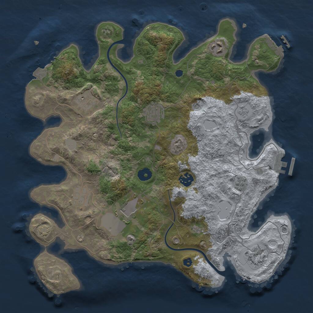 Rust Map: Procedural Map, Size: 3500, Seed: 54549036, 14 Monuments