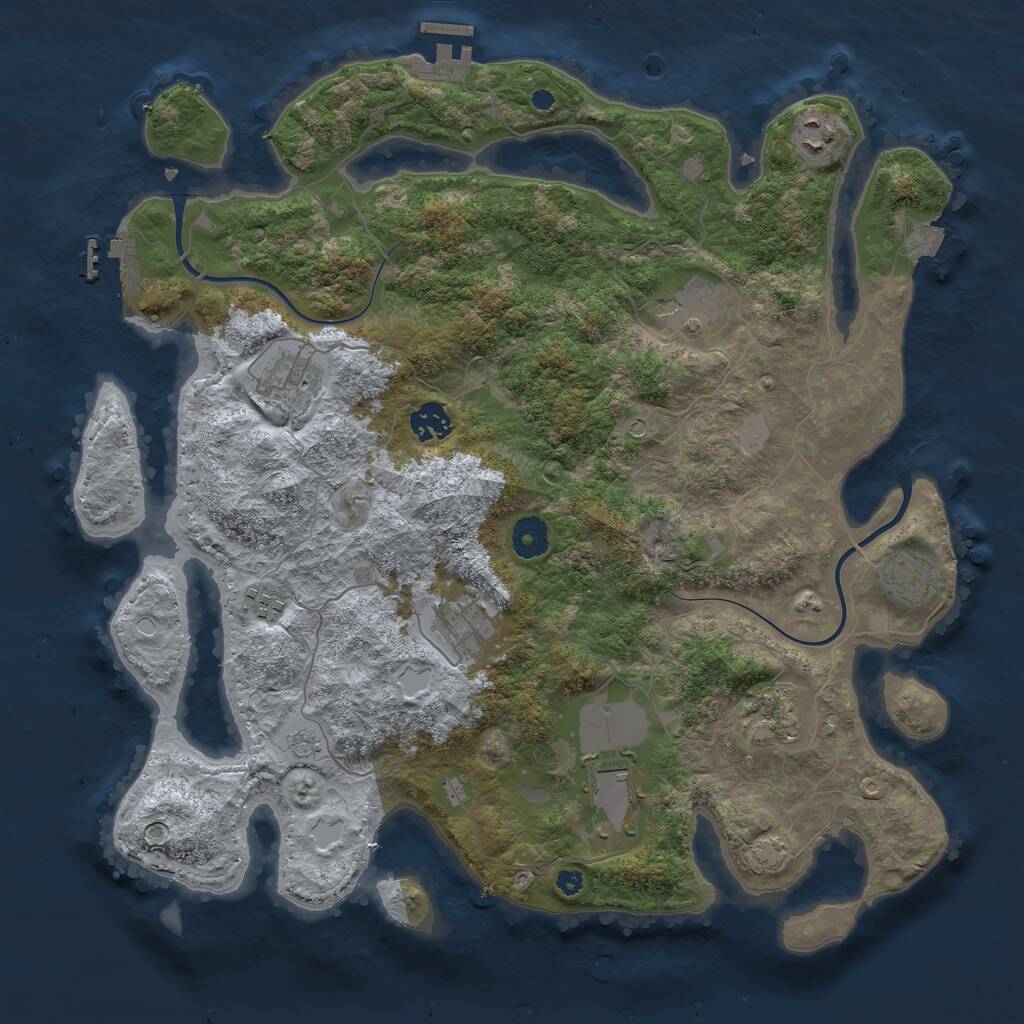 Rust Map: Procedural Map, Size: 3900, Seed: 1270430624, 15 Monuments