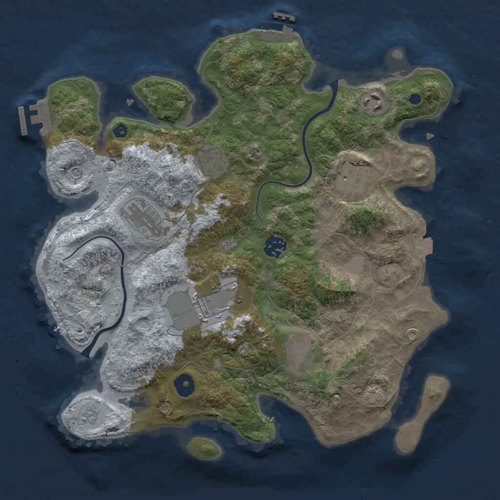 Rust Map: Procedural Map, Size: 3500, Seed: 229713862, 13 Monuments