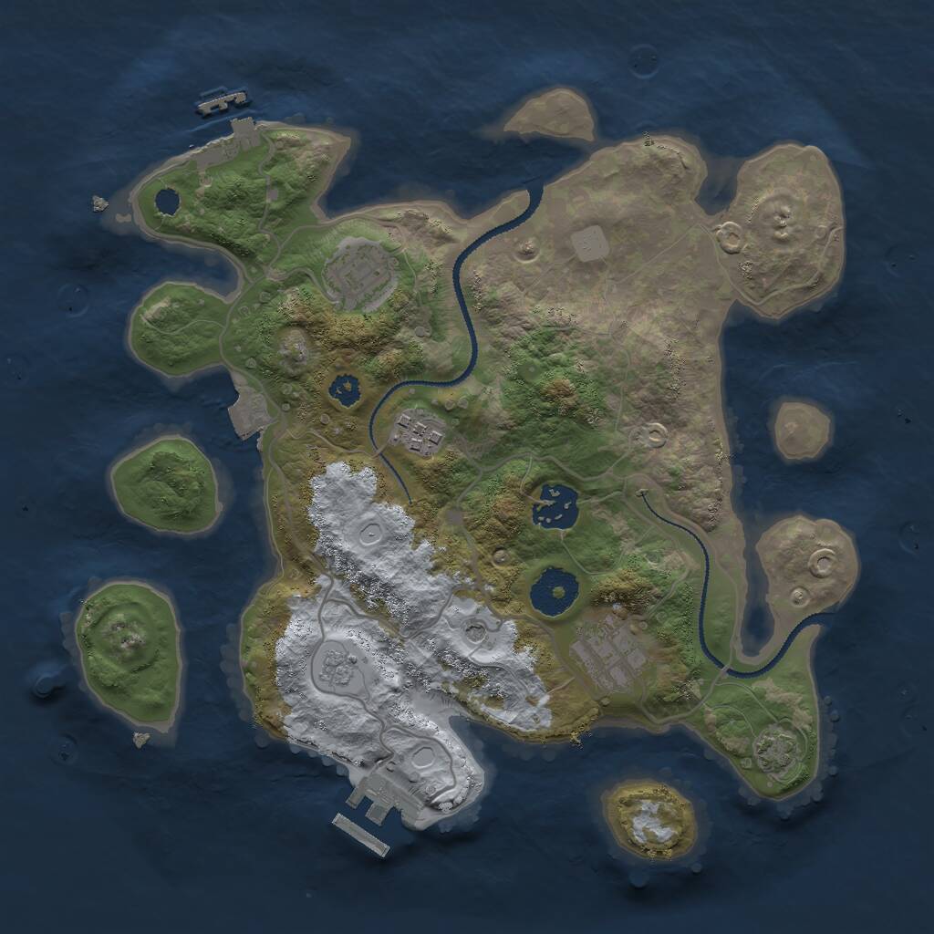 Rust Map: Procedural Map, Size: 3000, Seed: 53379428, 10 Monuments