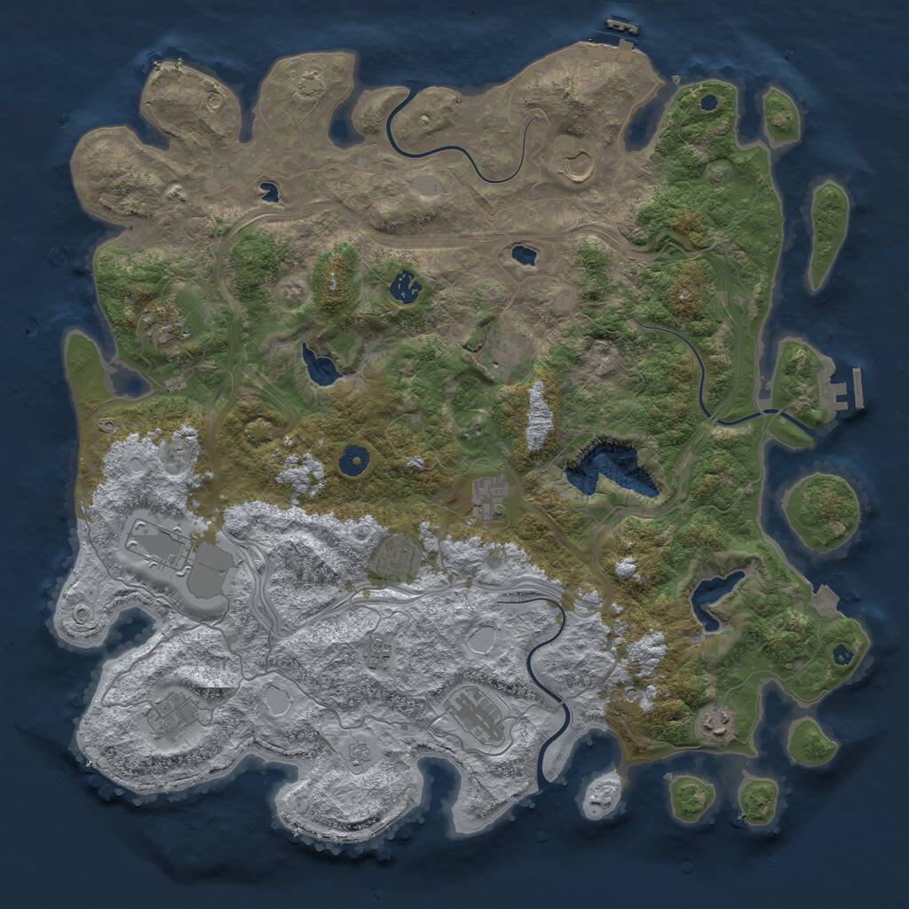 Rust Map: Procedural Map, Size: 4500, Seed: 780171132, 17 Monuments