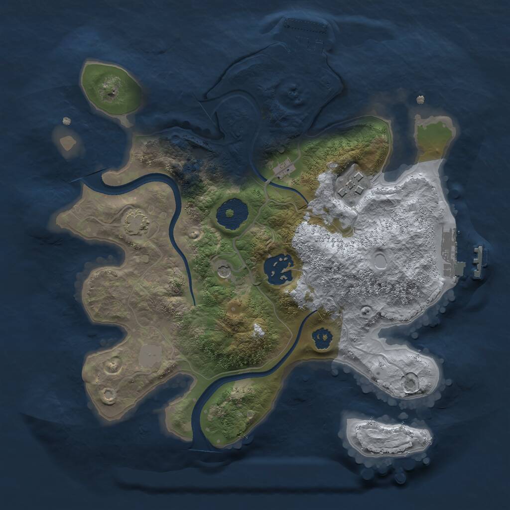 Rust Map: Procedural Map, Size: 2500, Seed: 1789288020, 7 Monuments