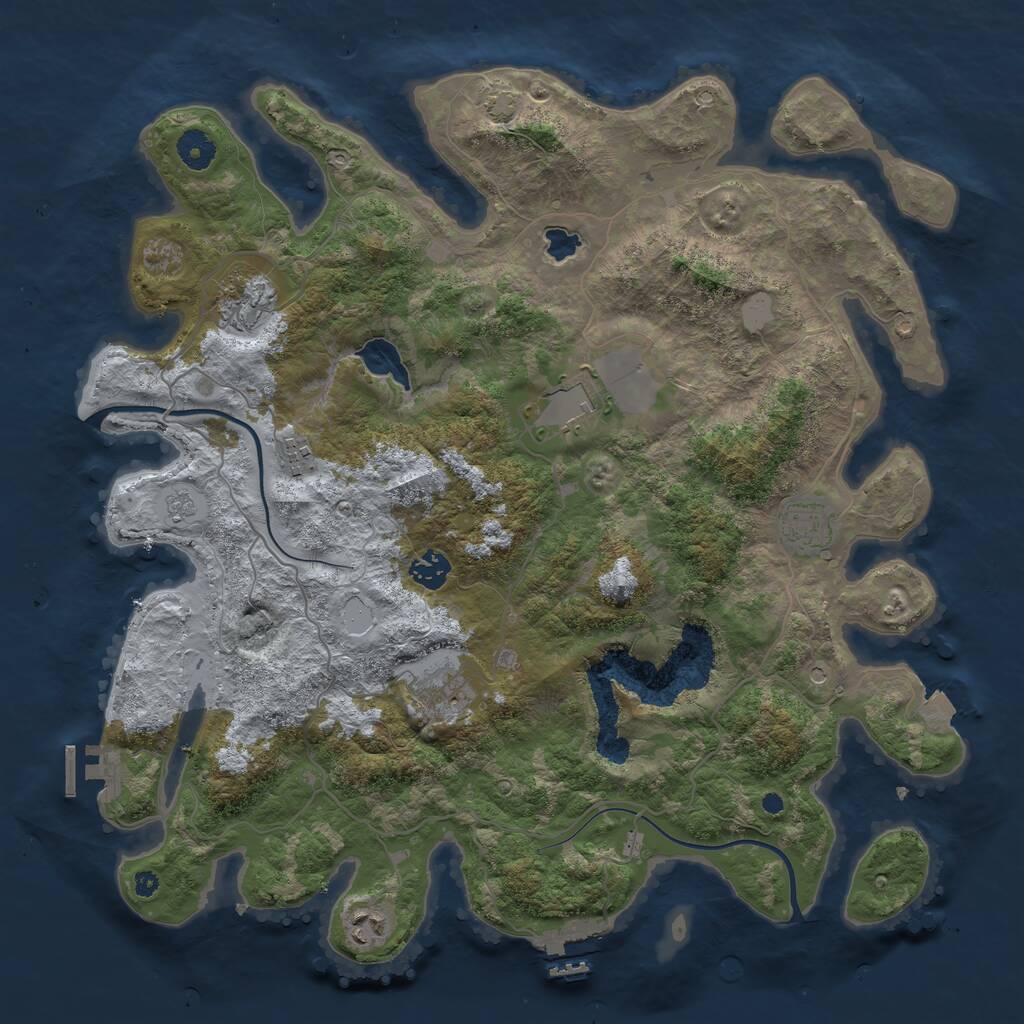 Rust Map: Procedural Map, Size: 4000, Seed: 888063777, 13 Monuments