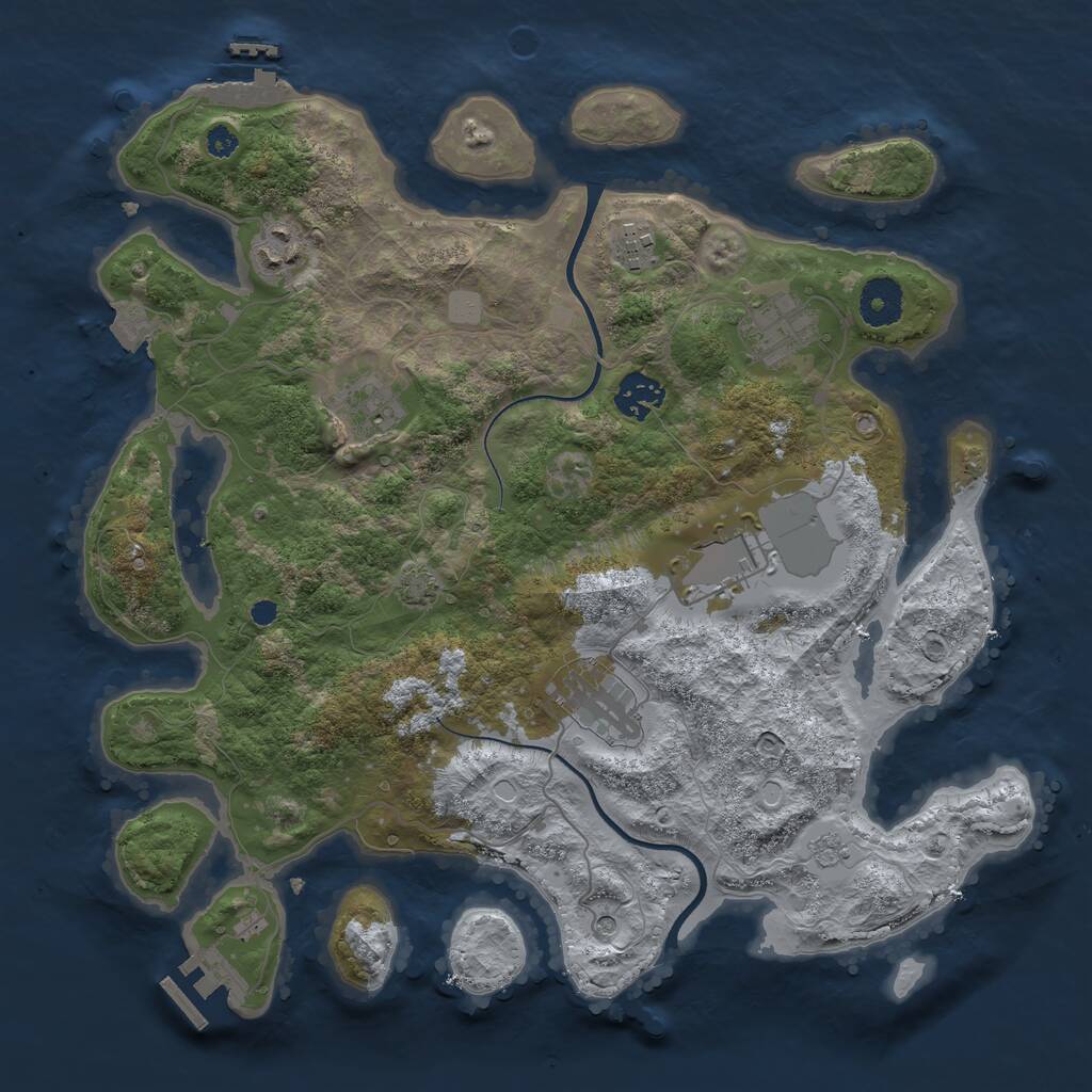 Rust Map: Procedural Map, Size: 3500, Seed: 496227660, 13 Monuments