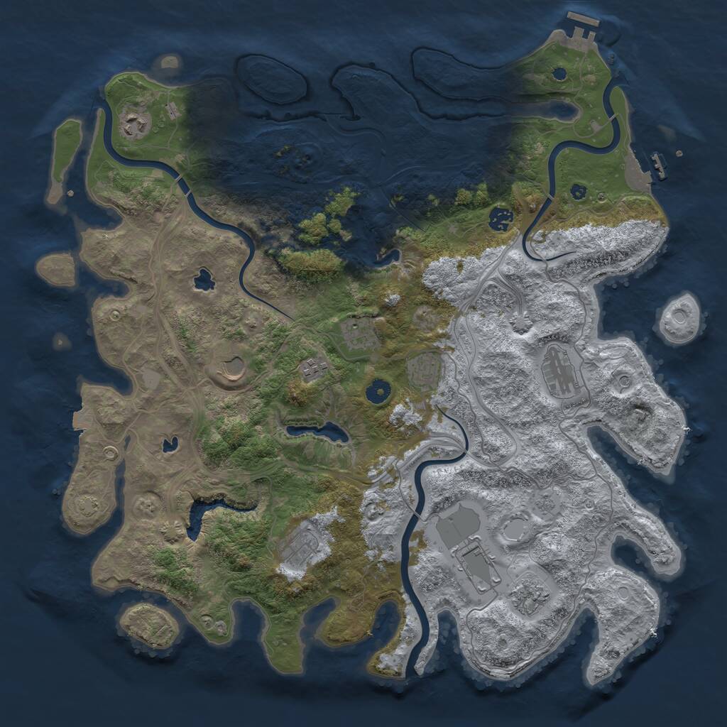 Rust Map: Procedural Map, Size: 4500, Seed: 153418201, 16 Monuments