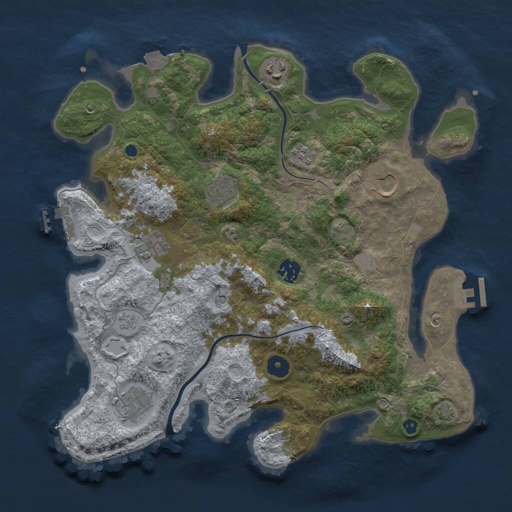 Rust Map: Procedural Map, Size: 3500, Seed: 620338186, 15 Monuments