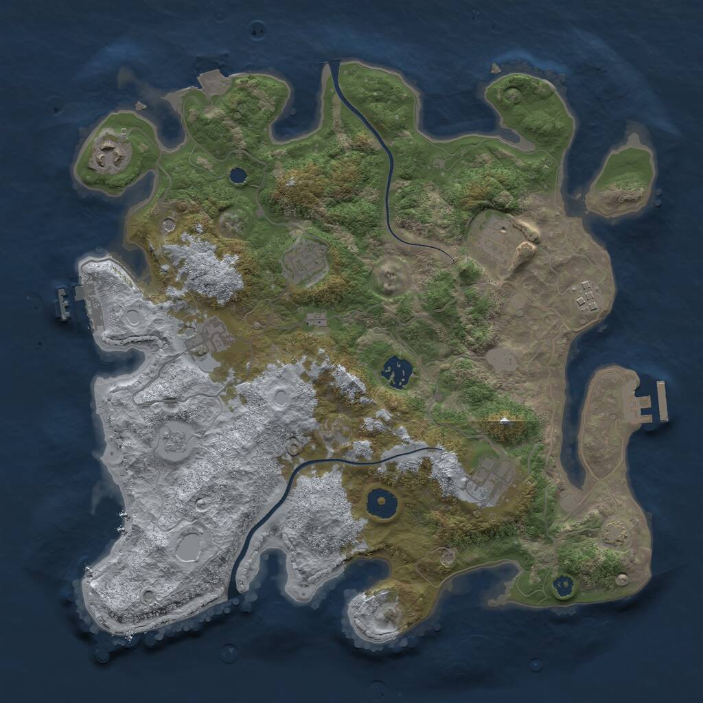 Rust Map: Procedural Map, Size: 3500, Seed: 620338186, 13 Monuments