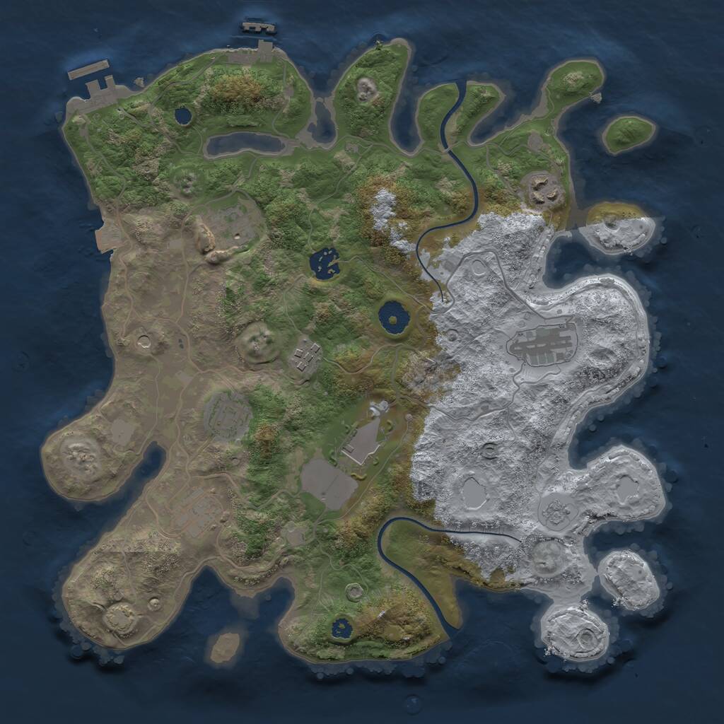 Rust Map: Procedural Map, Size: 3500, Seed: 1802622743, 14 Monuments