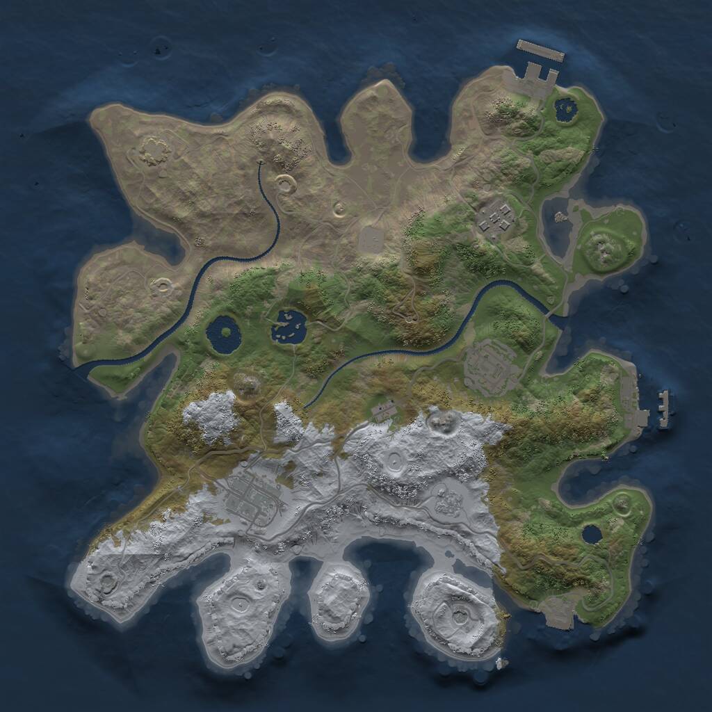 Rust Map: Procedural Map, Size: 3000, Seed: 2096458117, 10 Monuments